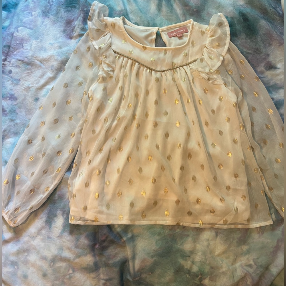 Sheer Blouse with Gold Polka Dots